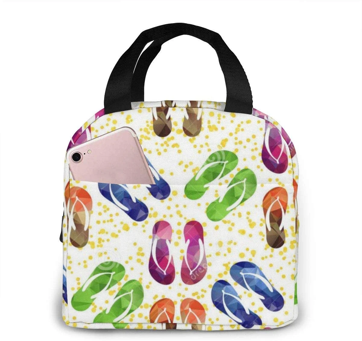 

Colorful Flip Flops Large Lunch Bag Insulated Lunch Box Soft Cooler Cooling Tote Insulated Picnic Pouch Thermal Cooler Tote