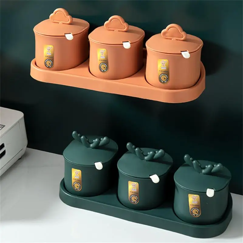 

Wall Mounted Seasoning Box Pepper Sugar Bowl Salt Spice Shaker Storage Jar Gadget Condiment Container Kitchen Accessory Organize