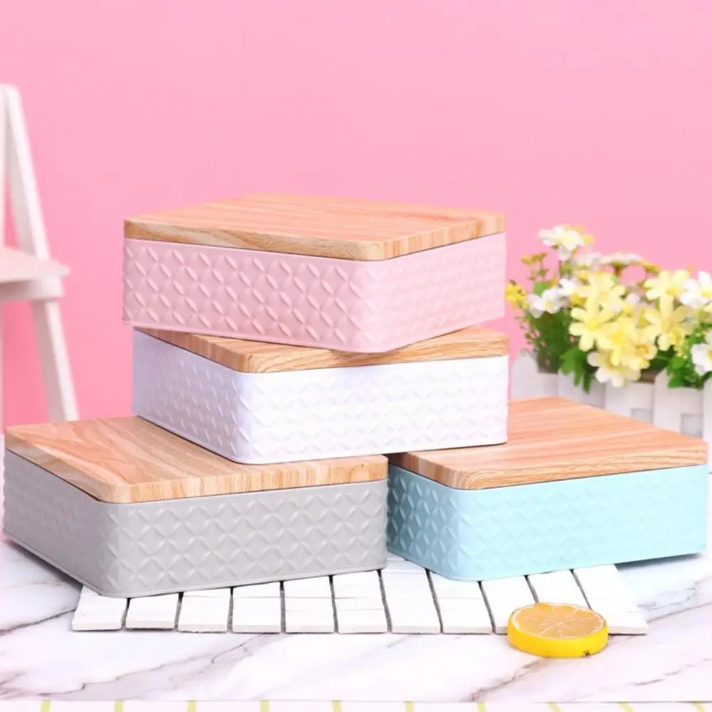 

Storage Container with Lid Multi-Purpose Iron Square Refillable Empty Candy Box for Home