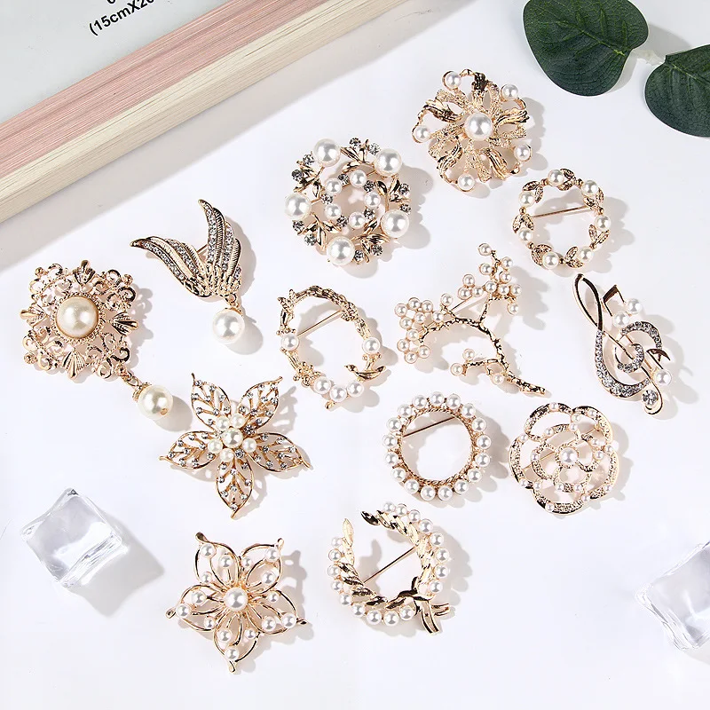 

Pearl Swan Brooch Rhinestone Flower Pins Corsage Women's Accessories Clothing Backpack Brooch Enamel Lapel Pins Badge Wholesale