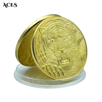 tiger gaze gold coin tiger year coin challenge coin zodiac commemorative coins dragon fight with tiger art worth collecting