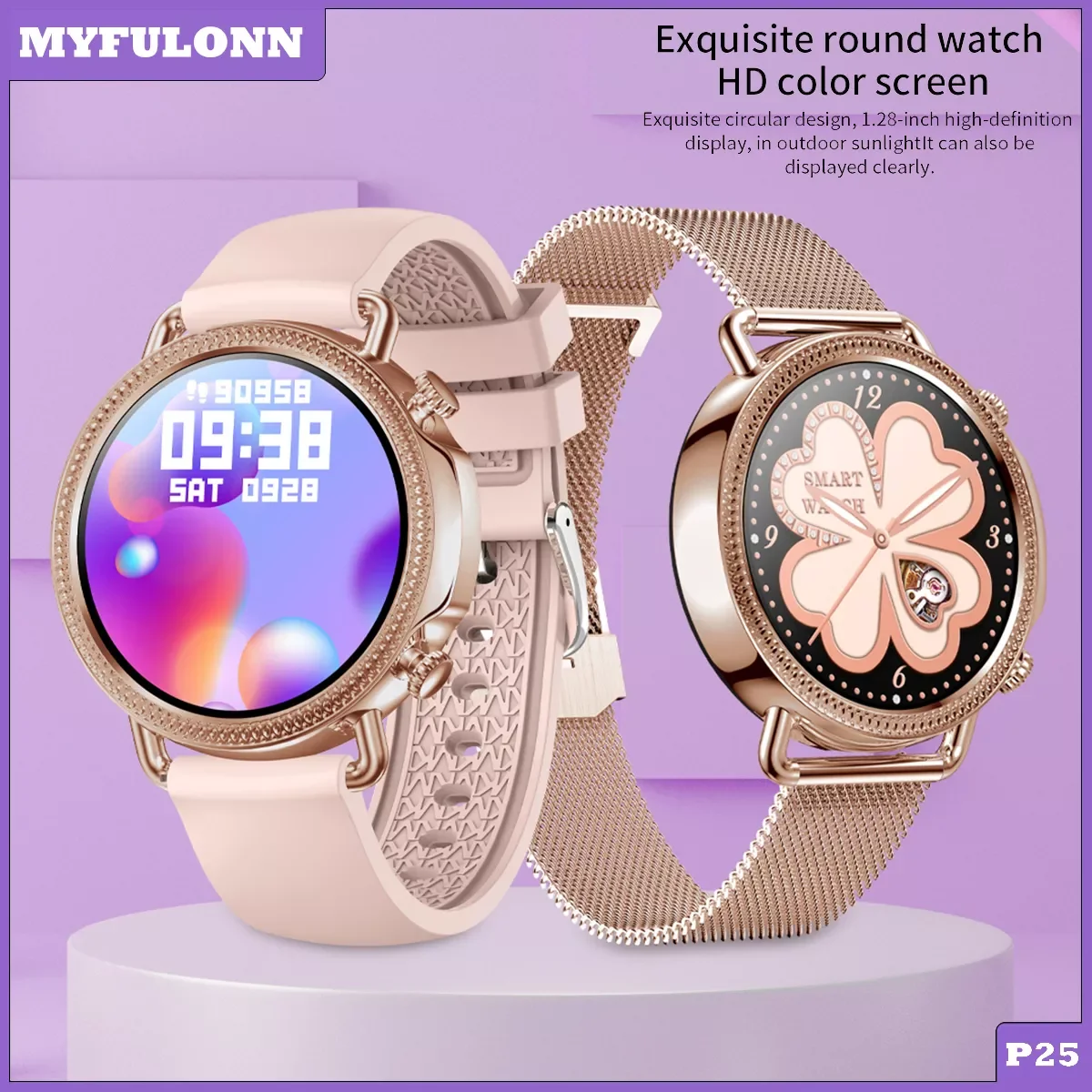 

Fashion Smart Watch Women Fitness Sport Watches Heart Rate Blood Pressure Blood Oxygen Monitor MYFULONN IP67 Waterproof 2021