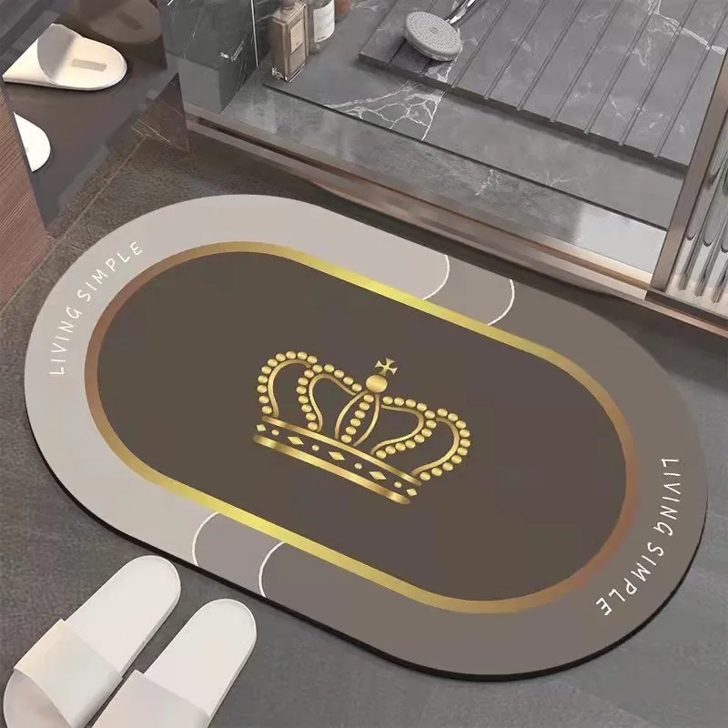 

Абсорбирующий коврик для душа с золотой короной и цветочным принтом, Быстросохнущий коврик для ванной, нескользящий коврик для входной две...