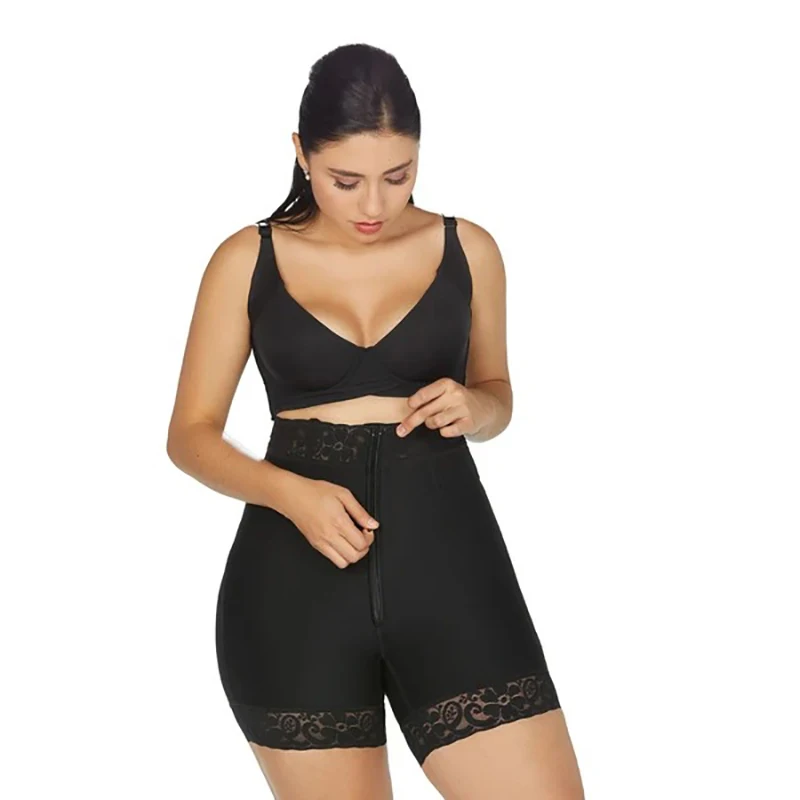 Women High Waist Hip Enhancer Cincher Butt Lifter Zipper Shapewear Lace Tummy Control Panties ShaperButt Lifting Shapewear Short