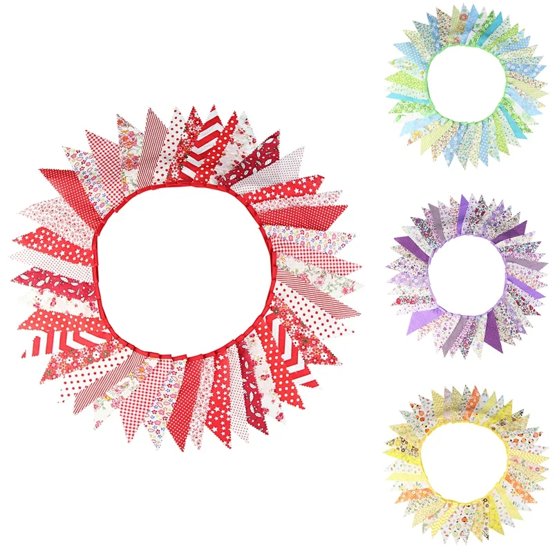 

Fabric Bunting Banner 42 Flags 12M Cotton Party Bunting Garden Garland Playroom Wedding Birthday Parties Decoration