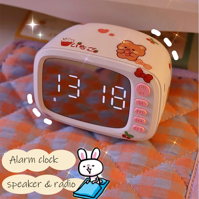 Desk Decor Clock Speaker TV Wireless Bluetooth Speaker Charging Subwoofer Alarm Clock Desktop Kawaii Decoration cute decor