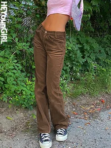 Брюки-Капри женские вельветовые, коричневые, со средней посадкой и карманами