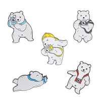 new animal series alloy jewelry cartoon cute photography polar bear shape paint badge bear lapel pin