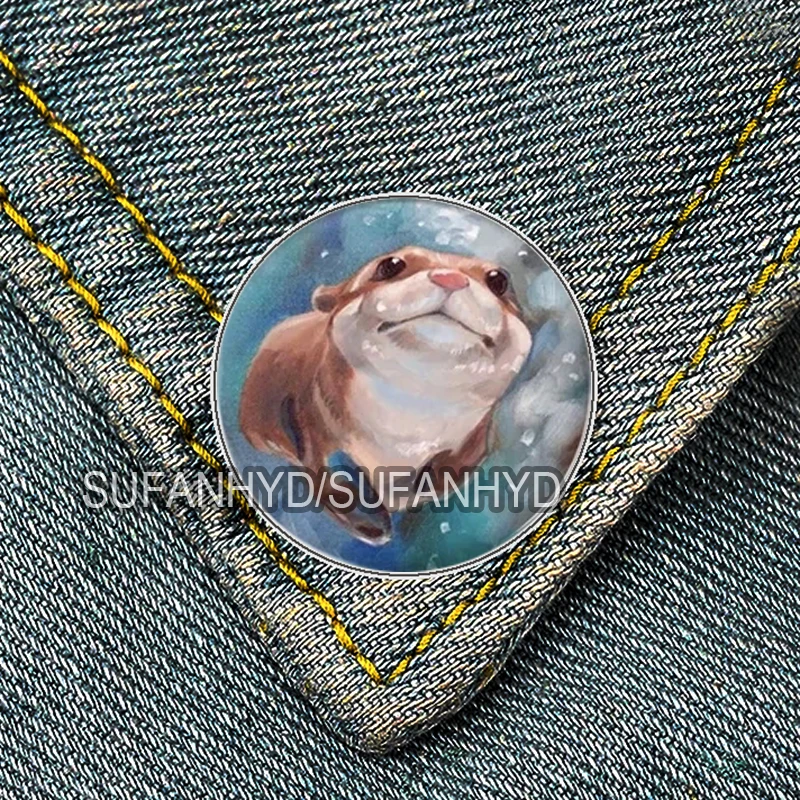 Брошь-значок из нержавеющей стали в виде выдры