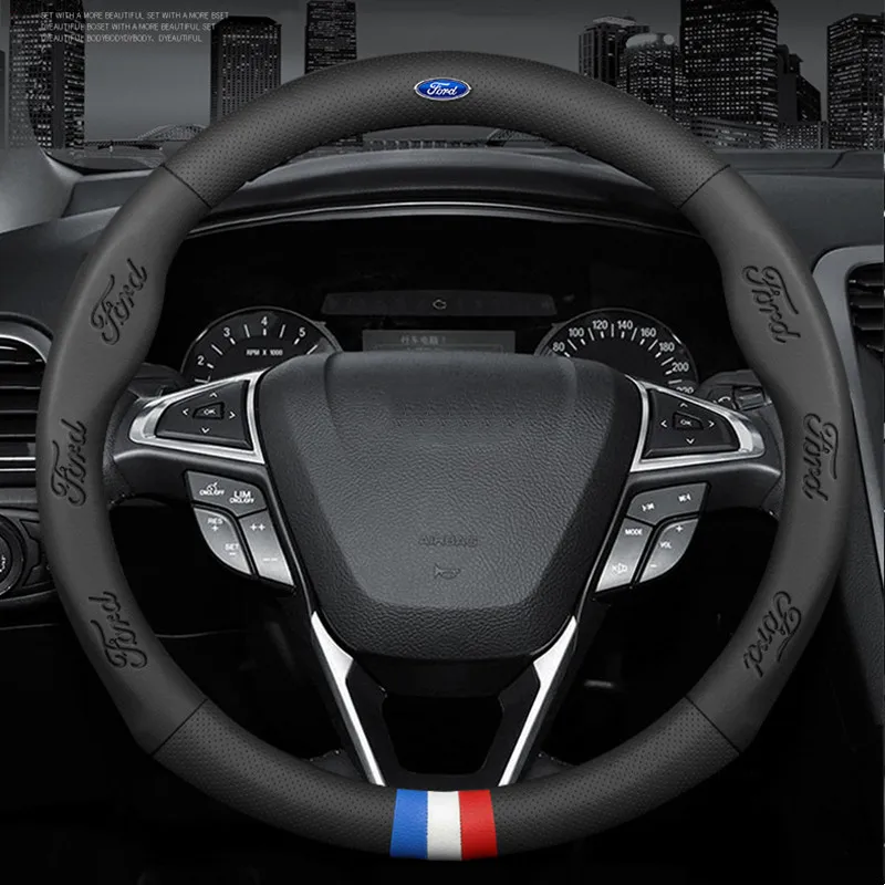 

Ultra-thin Non-slip 37-38cmCar Steering Wheel Cover For Ford Fiesta EcoSport Ranger Mondeo Mustang FOCUS 2 3 4 Car Accessories
