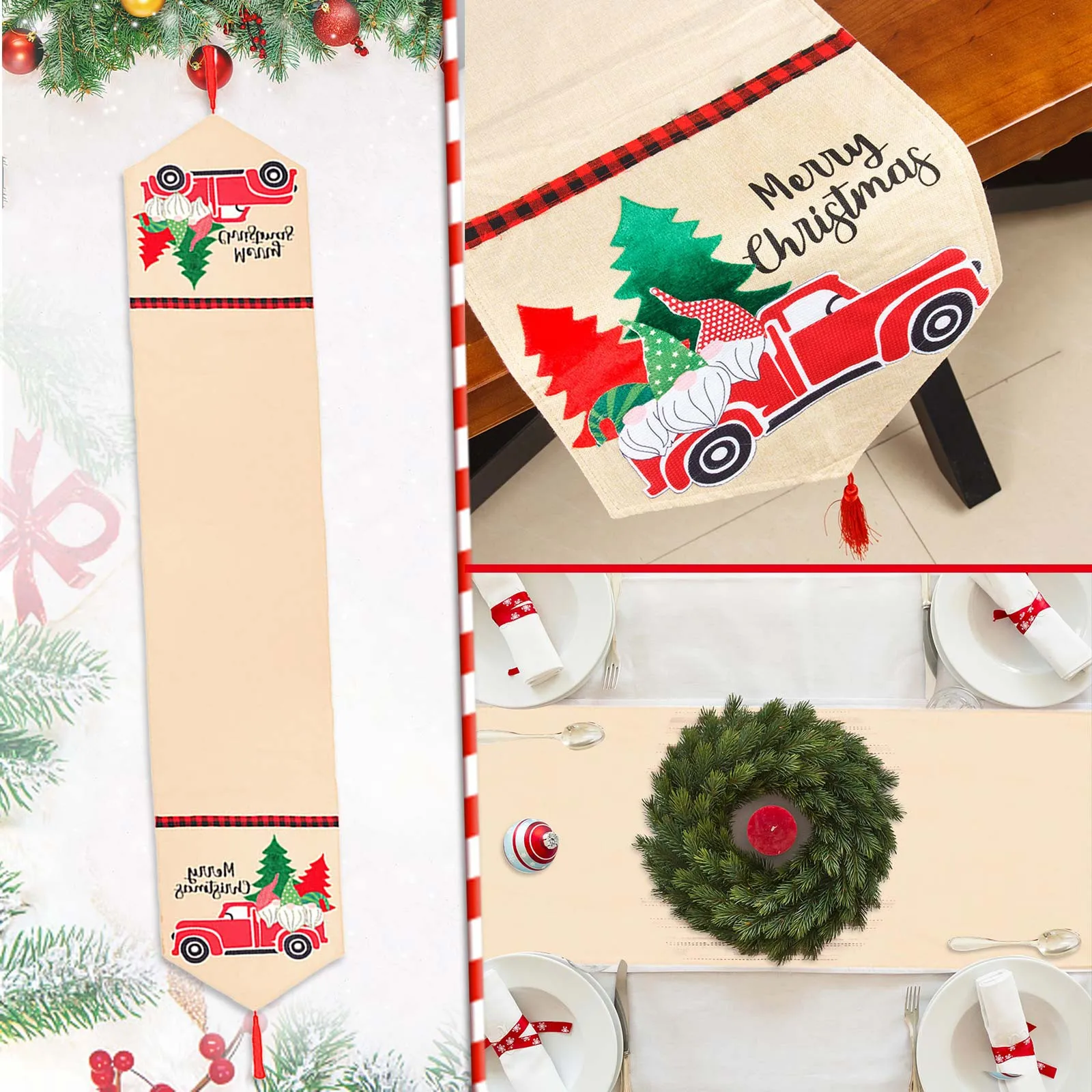 

Рождественское украшение, Рождественская Праздничная кружевная настольная дорожка, декоративная Праздничная настольная дорожка s 72 дюйма