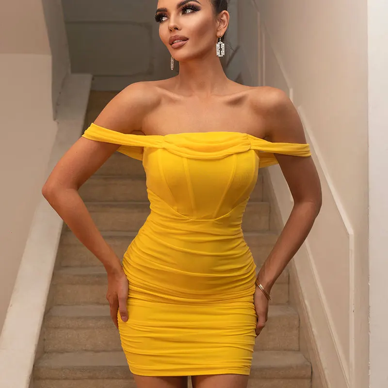 

Женское летнее Сексуальное желтое мини-платье, элегантное облегающее платье без рукавов для клувечерние для женщин