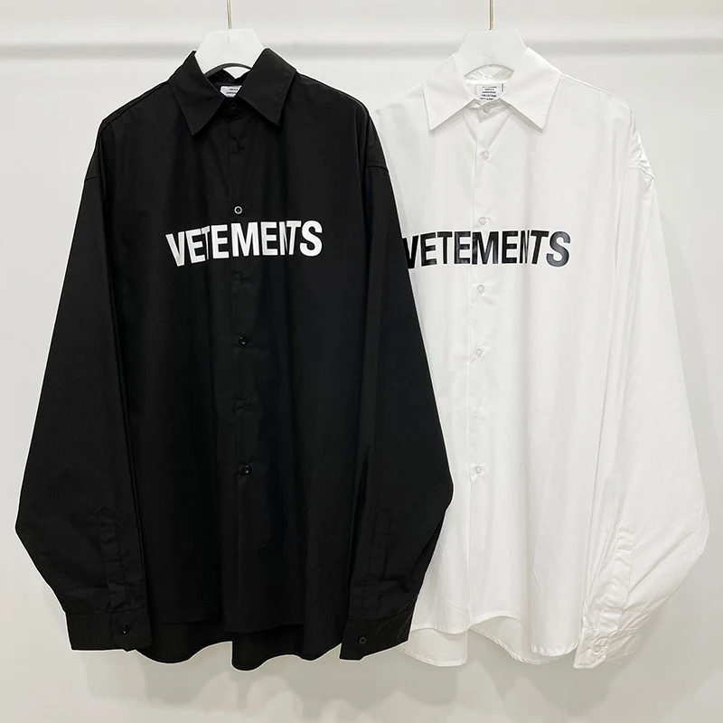 

VETEMENTS Loose Shirt Men Women 1:1 Logo Print Casual Top Vetements Men Shirt