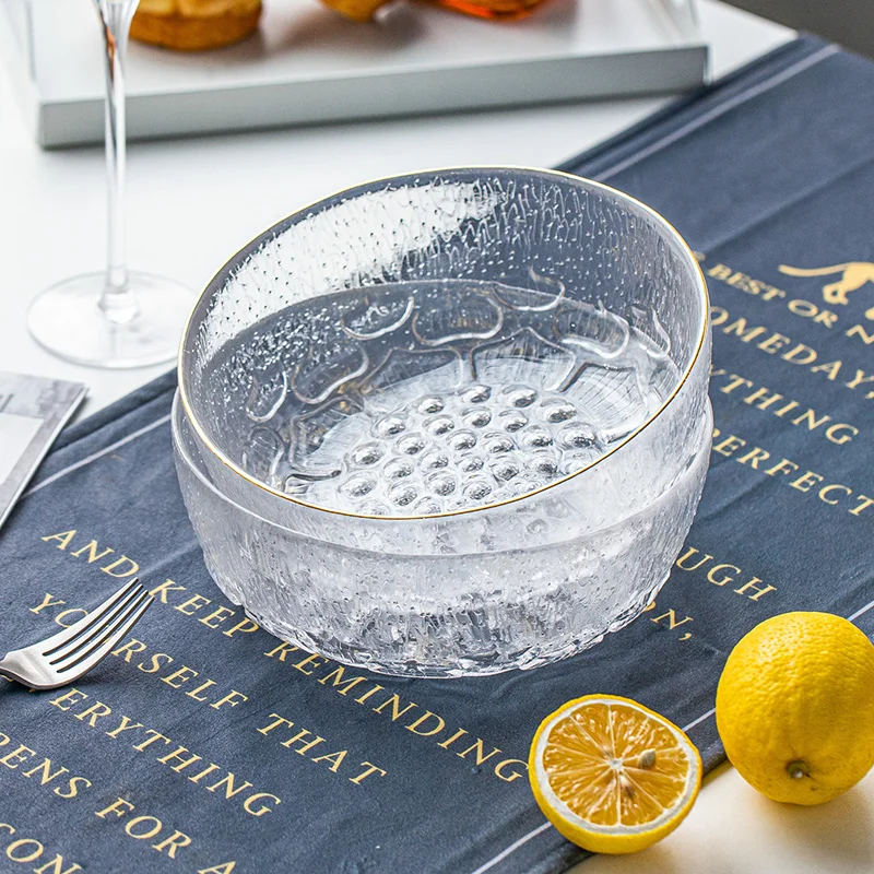 

Transparent Gold Edge Mini Bowls Glass Bowls for Kitchen Prep Dessert Dips and Candy Dishes Stackable Dishware Safe Clear Bowl