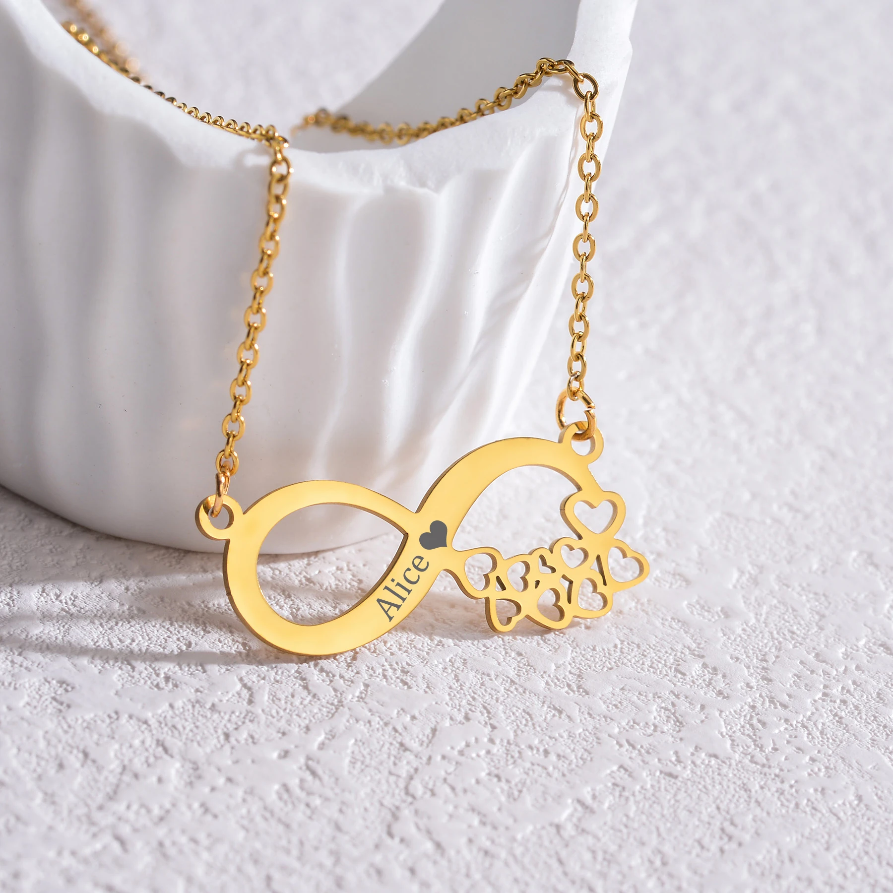 

Персонализированное ожерелье Acheerup с гравировкой имени и датой для женщин, из нержавеющей стали, индивидуальный бесконечный фотографический подарок на день рождения