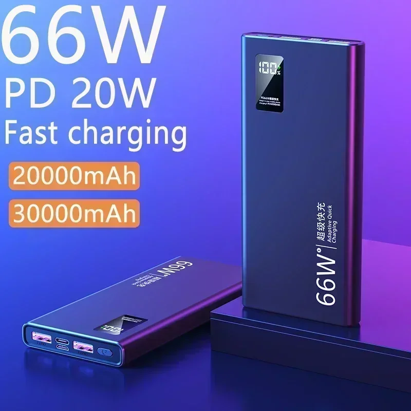 Внешнее зарядное устройство Power Bank 30000 мАч для iPhone 15 13 14 Huawei Xiaomi Samsung PD 20 Вт