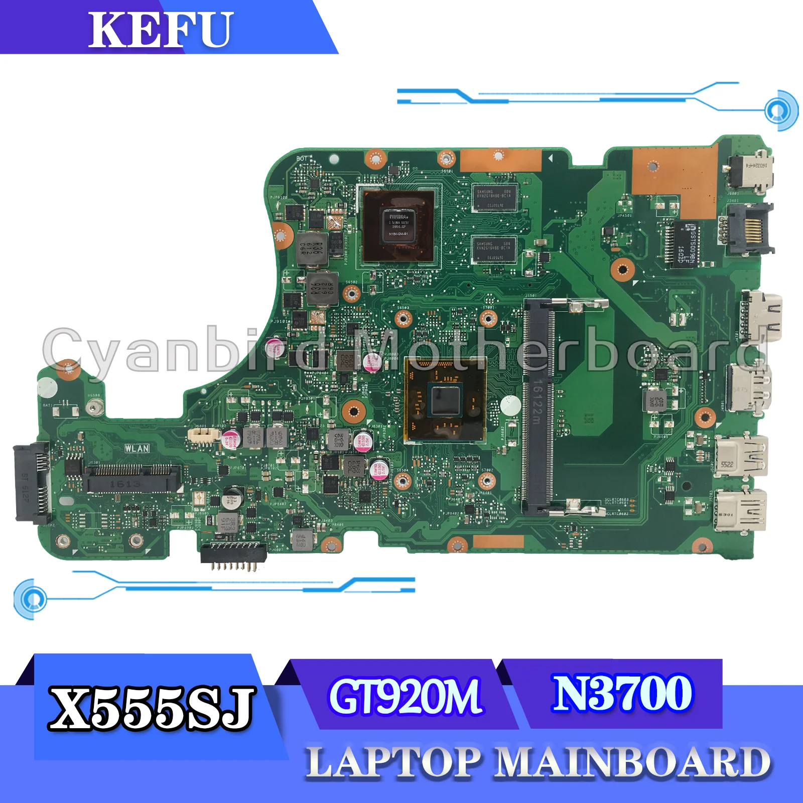 

Ноутбук KEFU X555SJ CPU N3700 GT920M Материнская плата ASUS K555SJ K555S X555 A555S, материнская плата для ноутбука, 4 ядра, основная плата, тест ОК
