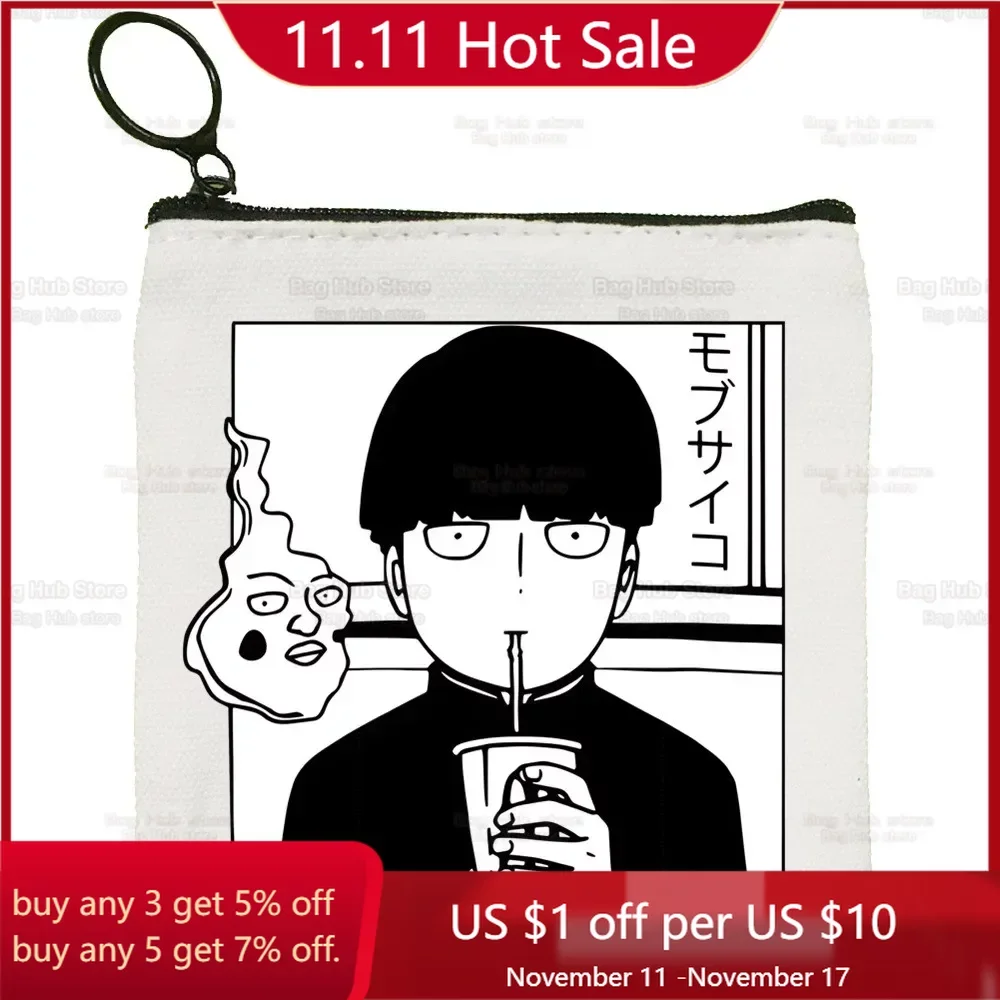 

Mob Psycho 100 One Anime Manga Square Bag Coin Shigeo Kageyama Purse Storage Small Bag Card Bag Key Bag Coin Clutch Bag Zipper