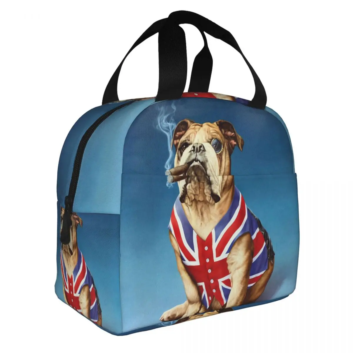 

Funny British Dog English Bulldog Lunch Box for Women Portable Leakproof Cooler Thermal Food Insulated Lunch Bag Kids School