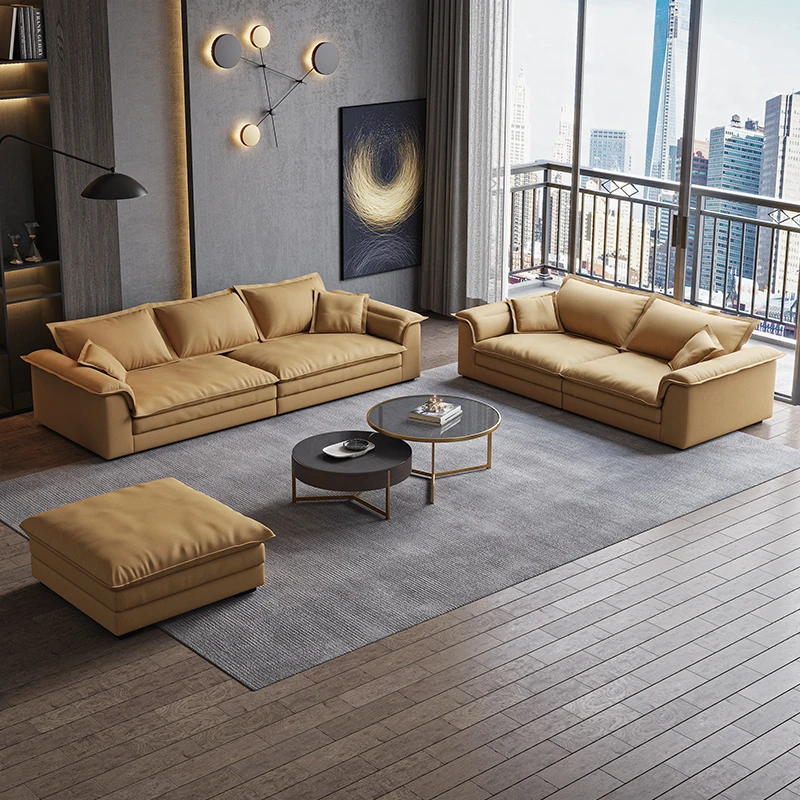 

Art Sofa Tofu Block Sofa Nordic Living Room Down Latex Three-seat Technology Cloth Sofa Couch Set For Living Room Furniture