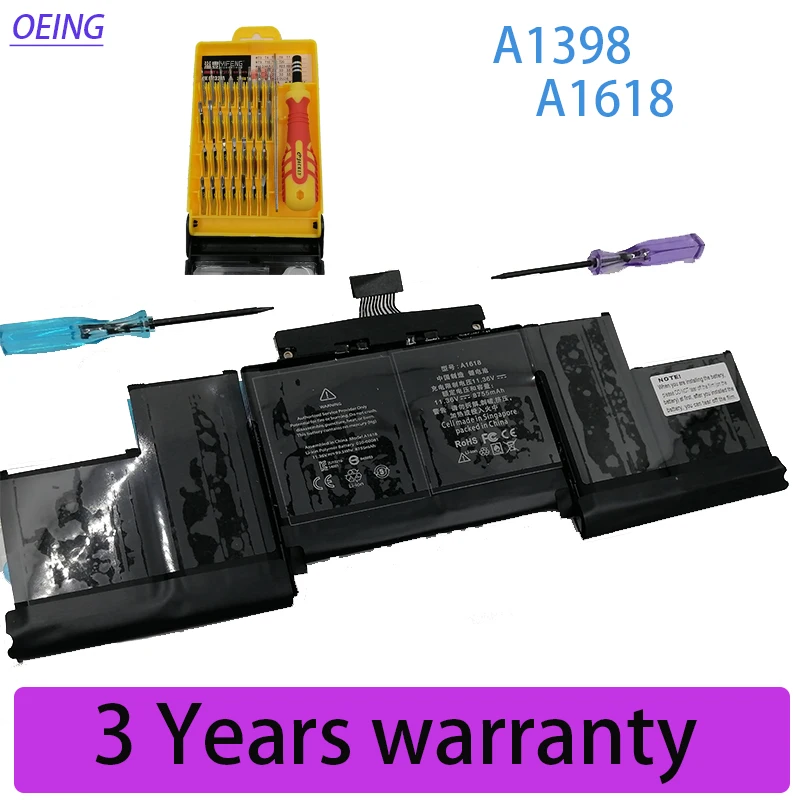 

New 99.5Wh 11.36V A1618 A1398 Battery For Apple MacBook Pro Retina 15'' 15.4" Inch 2015 Year 020-00079 MJLQ2LL/A MJLT2LL/A