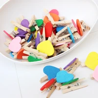 50pcs heart love wooden clips clothes photo fixation clip paper pin clothespin wedding decoration birthday party home decor