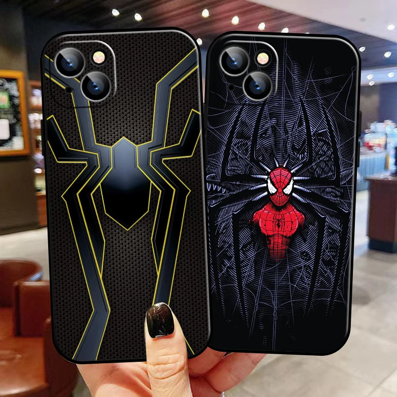 

Marvel Spiderman Logo For Apple iPhone 13 12 11 Pro Mini X XR XS Max SE 5 6 6S 7 8 Plus Phone Case Liquid Silicon Coque Back