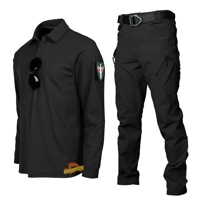

Spring Autumn Thin Fishing Suits Mens Lapel Stretch Sweat-wicking Long Sleeve Shirt Outdoor Hunting Sports Hiking Tactical Pants