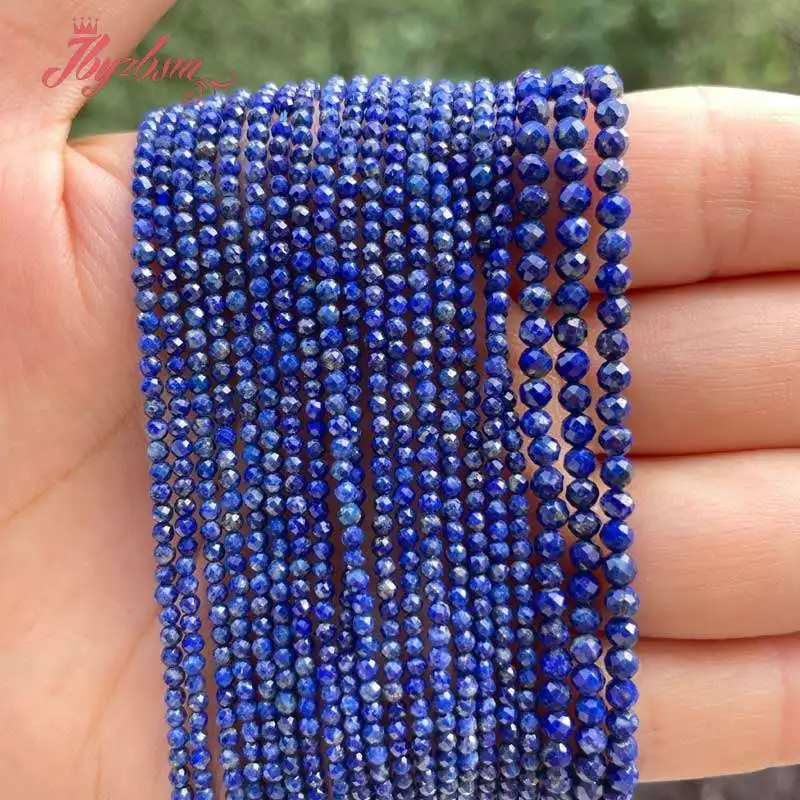 

Natural Lapis Lazuli Faceted Round Spacer Loose Stone Beads For DIY Jewelry Making Necklace Strand 15" 2/3mm Free shipping