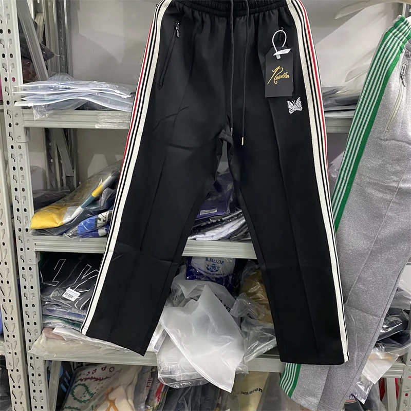 

Новые модные брюки с вышивкой бабочки для мужчин и женщин, прямые Стрейчевые спортивные штаны для бега, брюки на молнии Kanye West