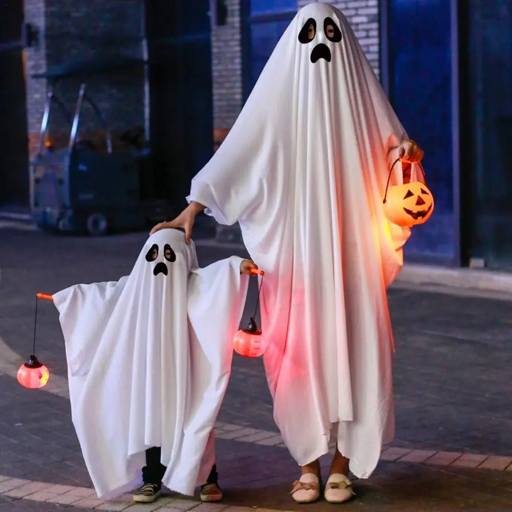 

Kids Halloween Cloak Cape White Ghost Performance Party Carnival Cosplay Coat Baby Children Halloween Costume