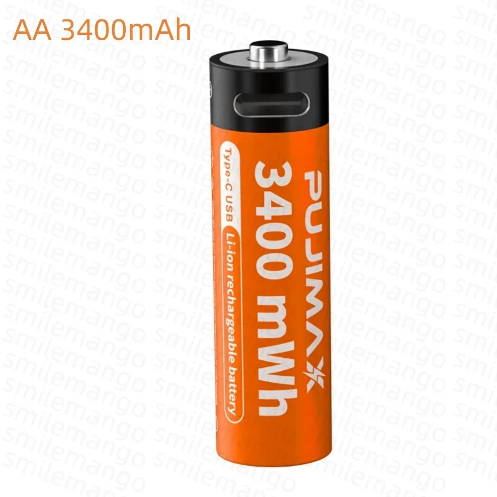 Фото Литиевые аккумуляторы AA&AAA 1.5V, 3400мВтч/1100мВтч, с зарядкой через Type-C, перезаряжаемые до 1500 раз, для будильников №2