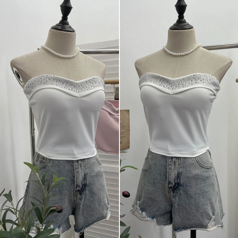 Женский шикарный топ-труба для тяжелой промышленности с бриллиантами и мягким