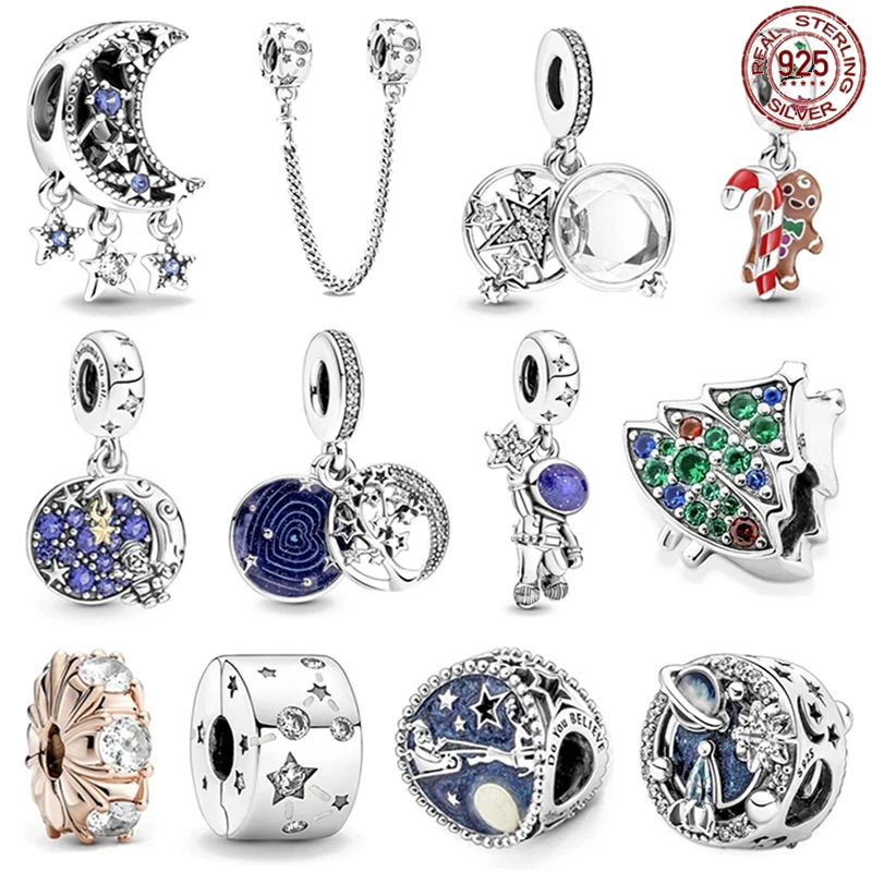 

Браслет Pandora из серебра 925 пробы с изображением голубой луны астронавта