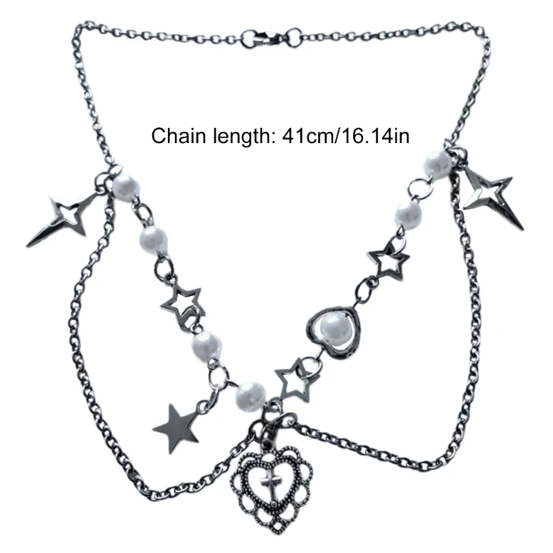 ZB91 Уникальное ожерелье в форме сердца с подвеской ​​форме и звезды двухслойное