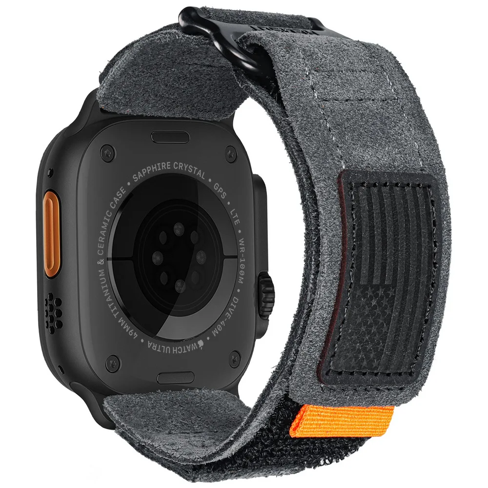 Фото Ремешок для Apple Watch Ultra 49 мм из замши и кожи, модный ретро-дизайн, совместим с Ultra 2, S10, iWatch SE 41, 42, 44, 46 мм №2