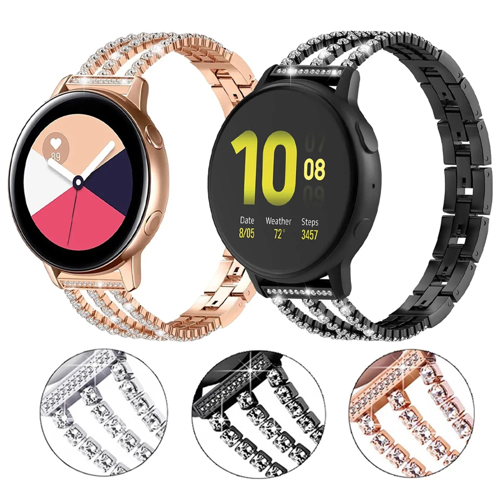 

Diamond Strap For Samsung Galaxy Watch 4 Classic 46mm 42mm Metal Band Watch 4 44mm 40mm 3 Active 2 20mm 22mm Watchbands Bracelet