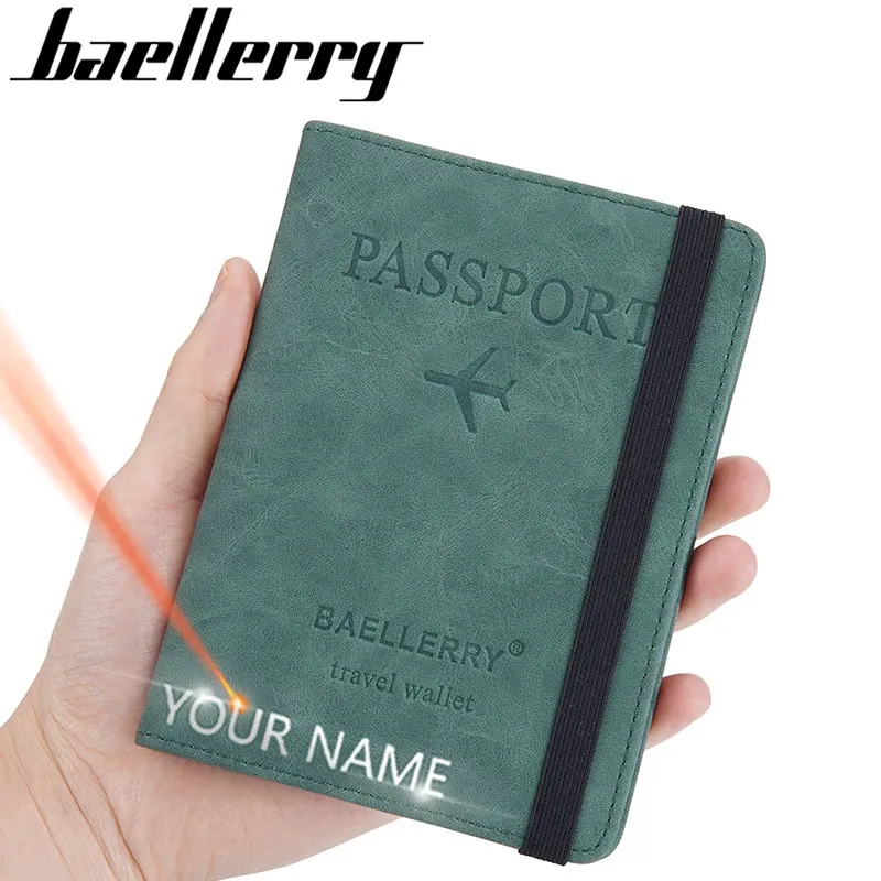 

Baellerry 2023 New RFID Men Travel Passport Wallets Name Customized Simple Unisex Wallet Brand Card Holder Woman Passports Cover
