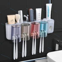 xiaomi youpin toothbrush rack punch free wall mounted toothbrush cup toothpaste squeezer set bathroom toothbrush storage box