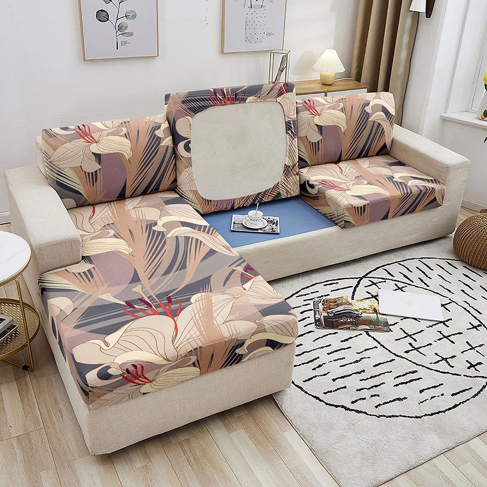 Чехол для дивана с принтом листьев эластичный чехол из спандекса в гостиную