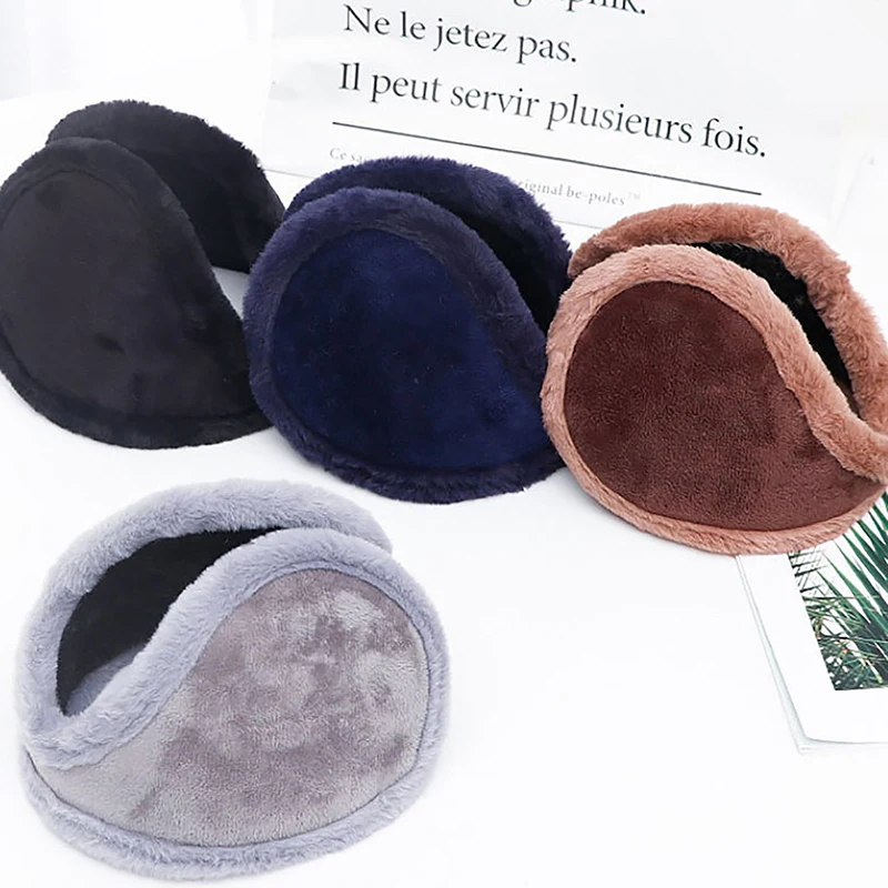 Утолщенные зимние наушники унисекс флисовые теплые плюшевые тканевые грелки для