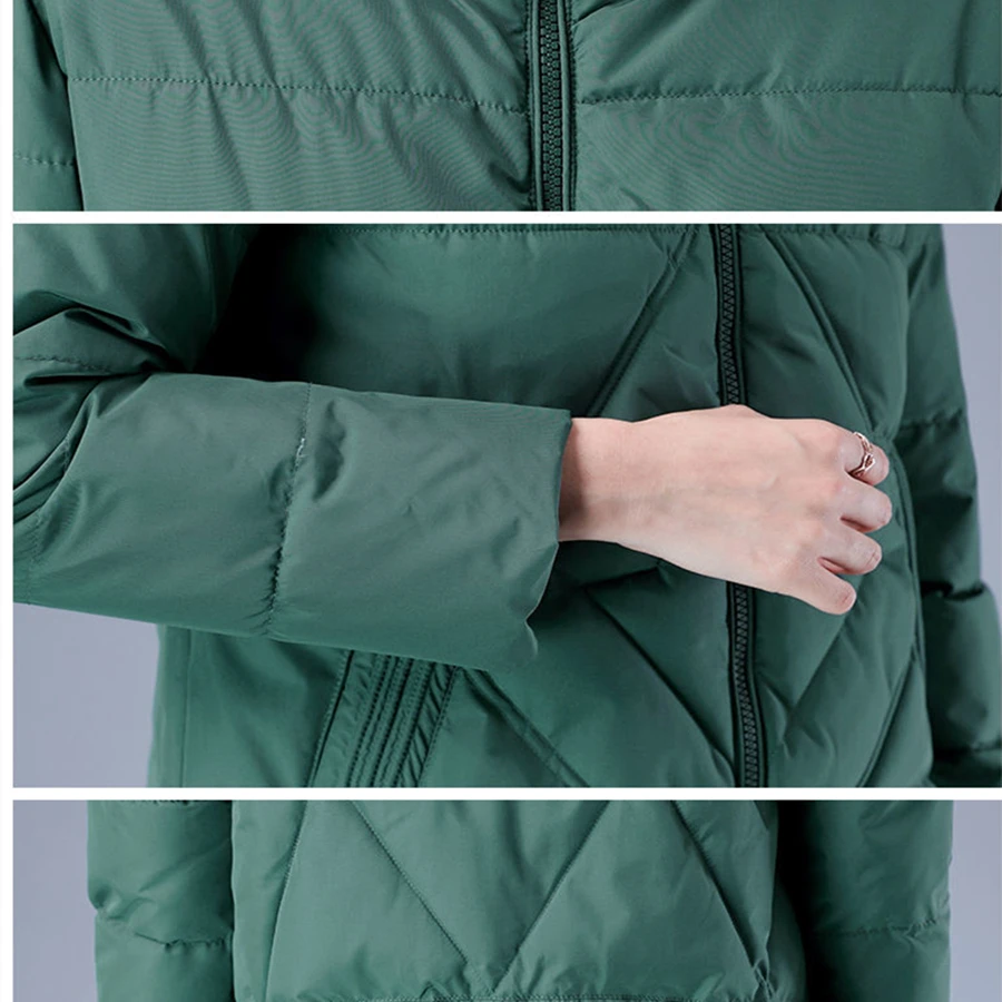 Winter Oversized 4XL Mid-length Cotton Padded Coat Womens Hooded Parkas Warm Thick Overcoat Snow Wear Outwear Top Sobretudos