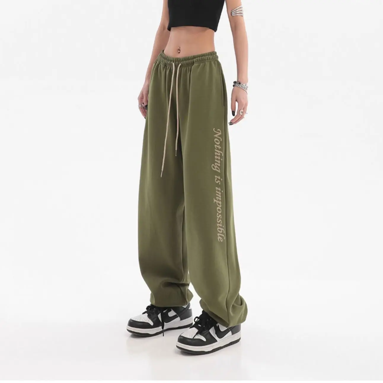 

Women's cotton sweatpants street style pants casual hundred pair straight leg pants travel sports high waist jogging pants