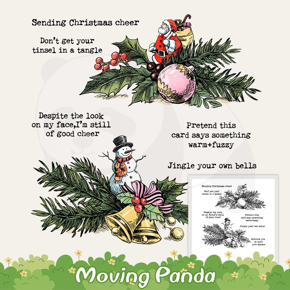 

Santa Claus Branch Bell Snowman Metal Cutting Dies Clear Stamp DIY Scrapbooking Supplies Dies Silicone Stamps For Cards Album