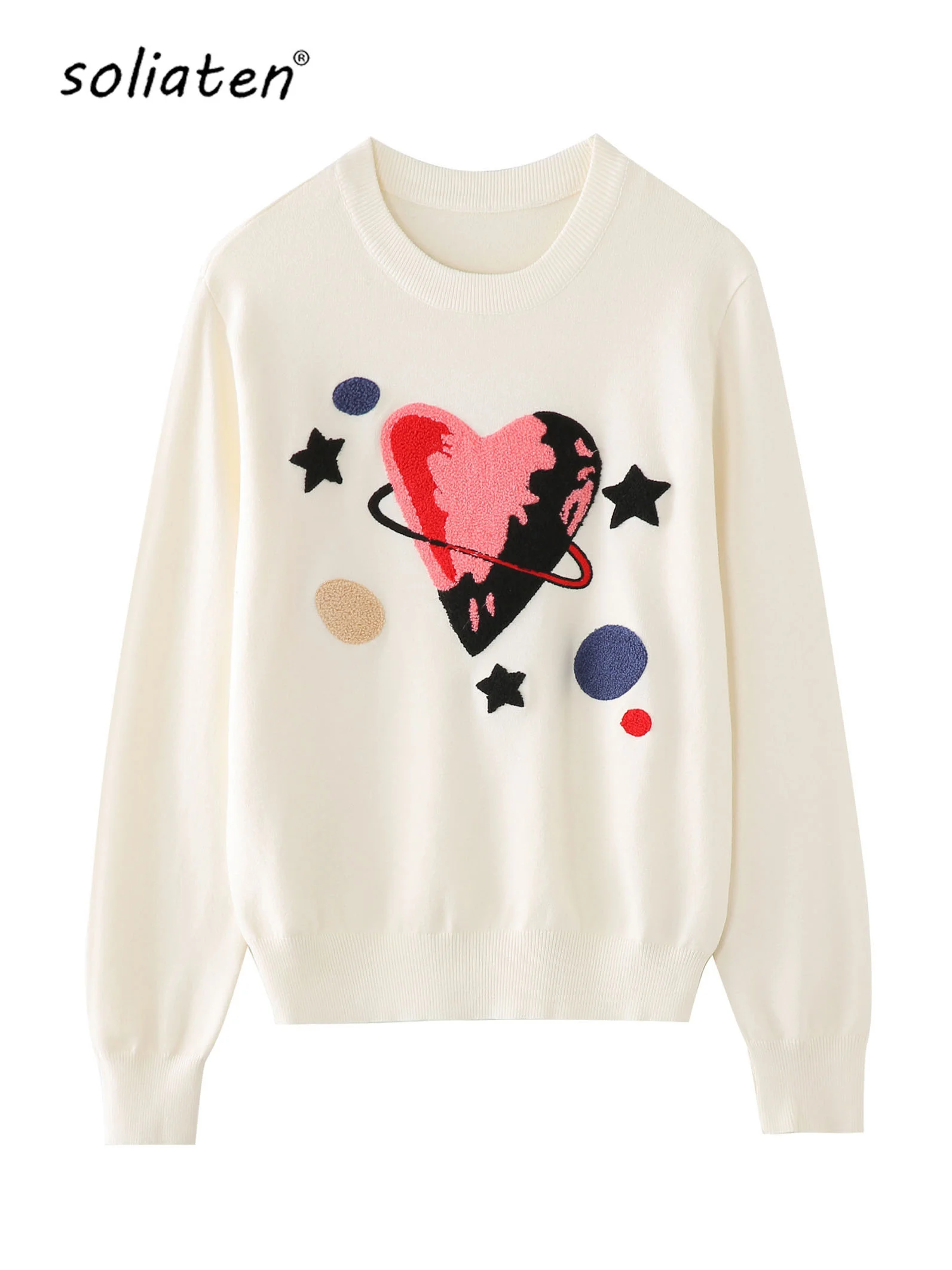 

Retro Galaxy Star Pattern Sweater Women Vintage Long Sleeve Jumpers 2022 Autumn Winter Ladies Jacquard Pullovers C-090