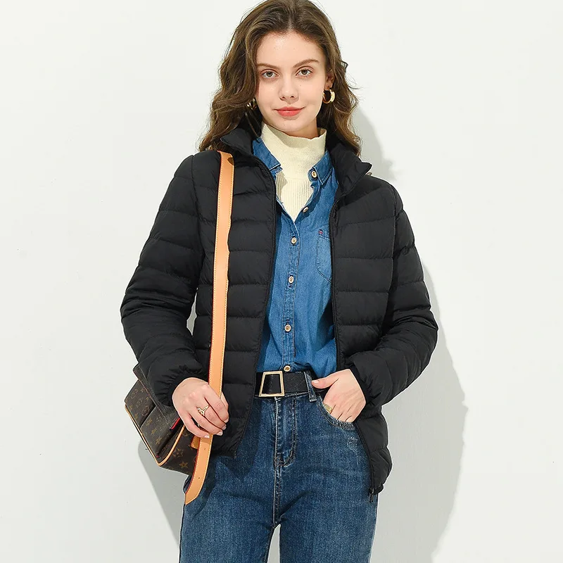 Women's Autumn and Winter White Down Jacket Zipper Loose Casual Fashion Commuting Simple Solid Color Warm Jacket Light Down