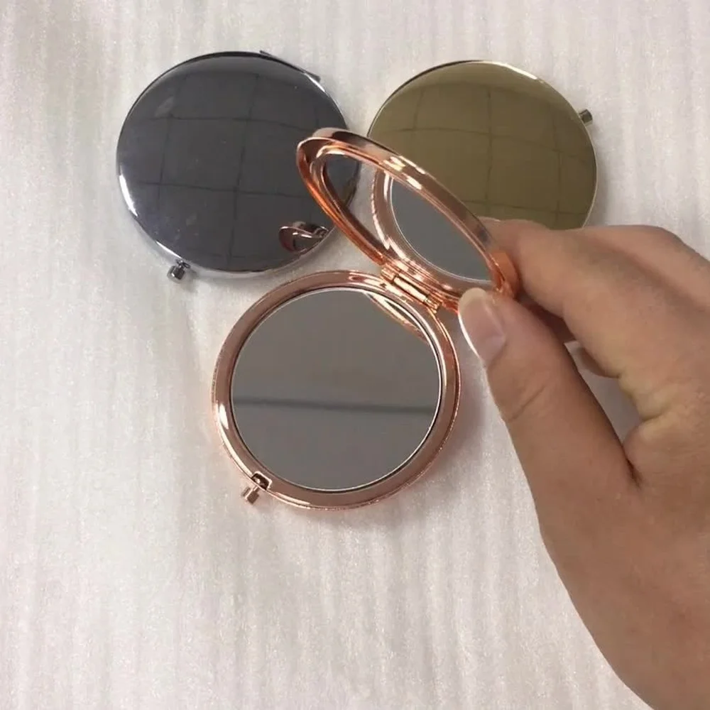 

1 PC Portable Folding Mirror Compact Stainless Steel Metal Makeup Cosmetic Pocket Mirror Beauty Accessories