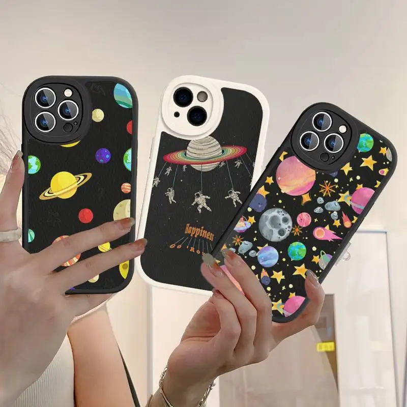 

Outer Space Planet Stars Moon Case Hard Leather For iPhone 13 12 Mini 11 14 Pro Max Xs X Xr 7 8 Plus 6 6s Se 2022 silicone Cover