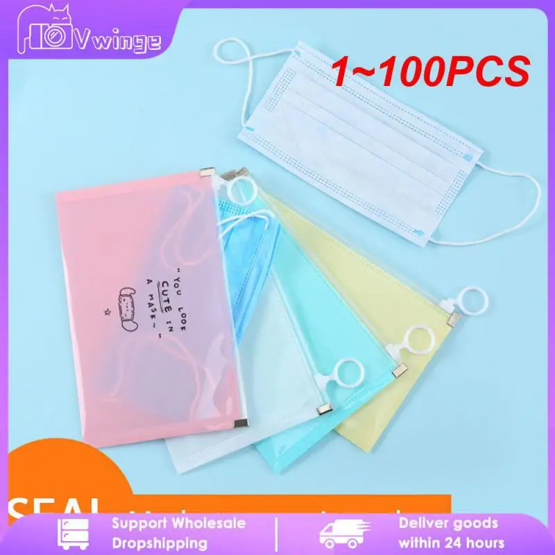 

1~100PCS Portable Face Mask Storage Bag Zipper Storage Bag Cosmetic Container Portable Face Mask Clip Mini Travel Bag