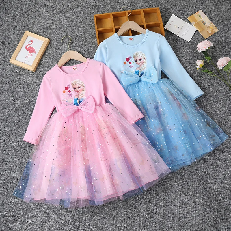 Осенние вечерние платья для девочек одежда дня рождения в виде холодной Снежной